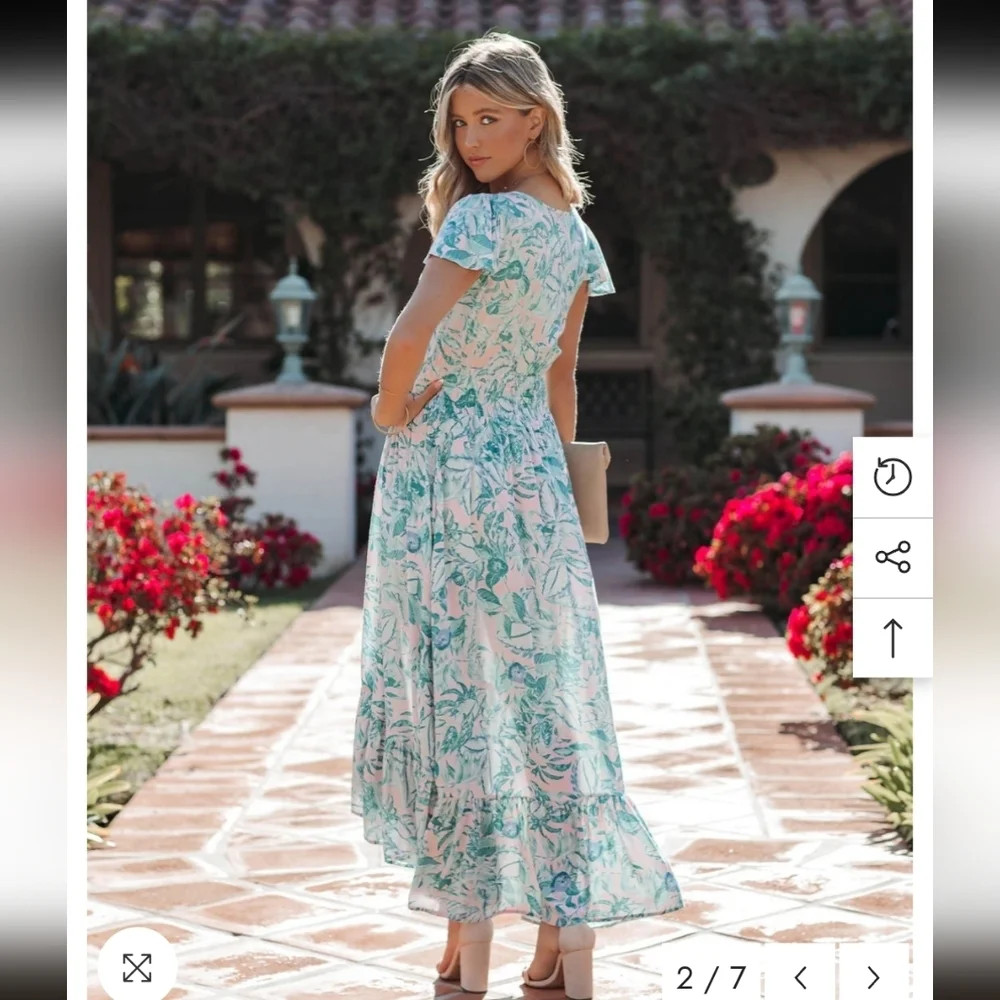Olivaceous Floral Blue and White Maxi Dress_Large - Picture 3 of 10